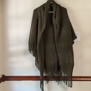 Olive Green Oversized Heavy Knit Winter Poncho 100/% Acrylic‎
